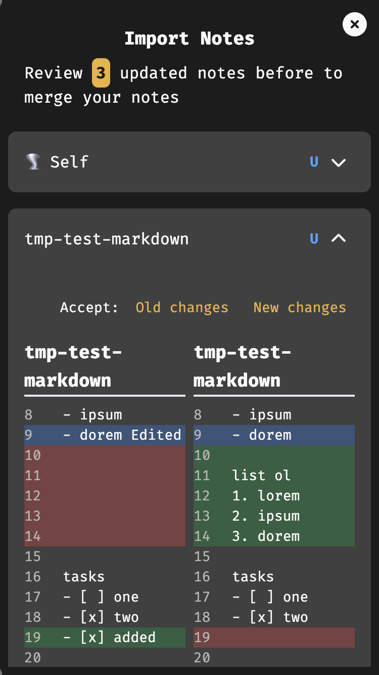 Merge tool preview after import notes